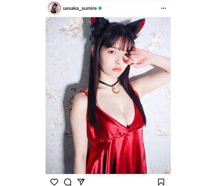 上坂すみれ、早起きの猫耳ショットで透明谷間をお届け！「一発で目が覚めました」