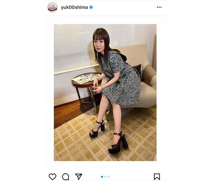 大島優子、ドレスから美脚のぞかせた前髪ぱっつんショット公開