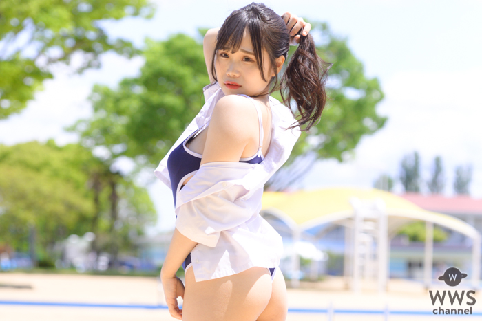 【写真特集 10枚】にゅ〜わ・本間のゆり、スク水風水着で美尻披露！＜近代麻雀水着祭2022＞