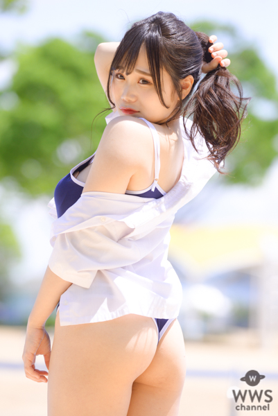 【写真特集 10枚】にゅ〜わ・本間のゆり、スク水風水着で美尻披露！＜近代麻雀水着祭2022＞