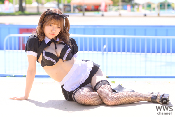 【写真 6枚】81moment・愛白かなた、セクシーメイド水着で太ももチラ見せ！＜近代麻雀水着祭2022＞