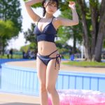 【写真特集 14枚】三田のえ、ポニーテールを揺らす振り向きショットで視線を誘う＜近代麻雀水着祭2022＞