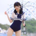 【写真特集 14枚】Teamくれれっ娘！・守道小粋、透けセーラー×スクール水着のフェチ姿に熱視線！＜近代麻雀水着祭2022＞