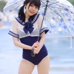 【写真特集 14枚】Teamくれれっ娘！・守道小粋、透けセーラー×スクール水着のフェチ姿に熱視線！＜近代麻雀水着祭2022＞