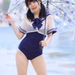 【写真特集 14枚】Teamくれれっ娘！・守道小粋、透けセーラー×スクール水着のフェチ姿に熱視線！＜近代麻雀水着祭2022＞