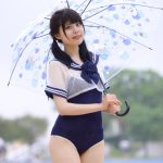 【写真特集 14枚】Teamくれれっ娘！・守道小粋、透けセーラー×スクール水着のフェチ姿に熱視線！＜近代麻雀水着祭2022＞