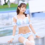 【写真特集 8枚】JAPANARIZM・古湊まり、キュートな青色猫耳ビキニで美くびれボディ大胆披露！＜近代麻雀水着祭2022＞