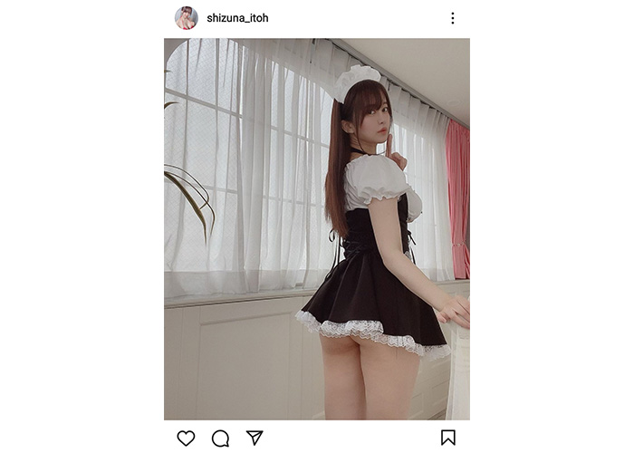 伊藤しずな、きわどすぎるメイド姿で美尻を見せつけるバックショット公開！