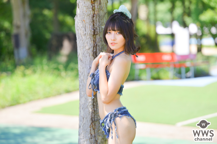 【写真特集 7枚】夏目まどか、デニムビキニで魅せるくびれラインを大胆披露！＜近代麻雀水着祭2022＞