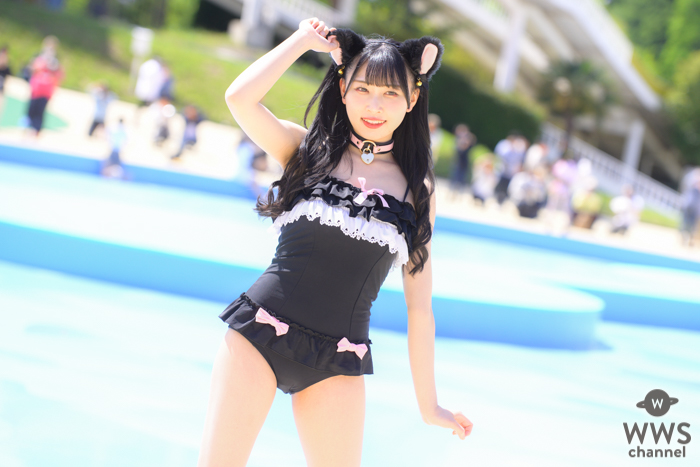 【写真特集 11枚】Sekaisen・朝日りか、透明肌がまぶしい黒猫水着に視線釘付け！＜近代麻雀水着祭2022＞