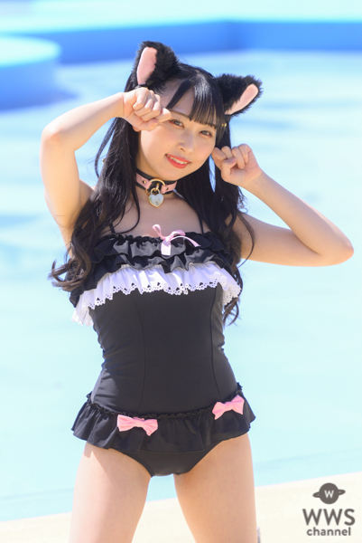 【写真特集 11枚】Sekaisen・朝日りか、透明肌がまぶしい黒猫水着に視線釘付け！＜近代麻雀水着祭2022＞