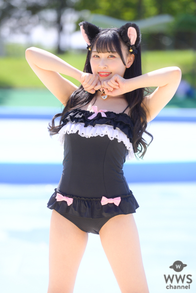 【写真特集 11枚】Sekaisen・朝日りか、透明肌がまぶしい黒猫水着に視線釘付け！＜近代麻雀水着祭2022＞