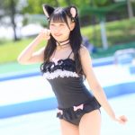 【写真特集 11枚】Sekaisen・朝日りか、透明肌がまぶしい黒猫水着に視線釘付け！＜近代麻雀水着祭2022＞