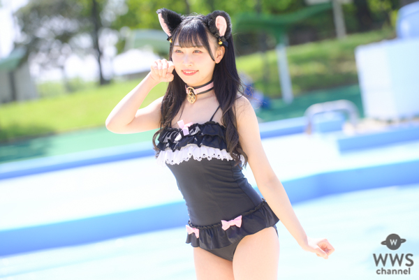 【写真特集 11枚】Sekaisen・朝日りか、透明肌がまぶしい黒猫水着に視線釘付け！＜近代麻雀水着祭2022＞