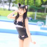 【写真特集 11枚】Sekaisen・朝日りか、透明肌がまぶしい黒猫水着に視線釘付け！＜近代麻雀水着祭2022＞