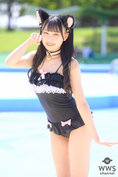 【写真特集 11枚】Sekaisen・朝日りか、透明肌がまぶしい黒猫水着に視線釘付け！＜近代麻雀水着祭2022＞