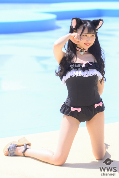【写真特集 11枚】Sekaisen・朝日りか、透明肌がまぶしい黒猫水着に視線釘付け！＜近代麻雀水着祭2022＞