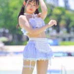 【写真特集 17枚】赤ちょこ・東條明日華、ガーリーなメイド風コスチュームで美尻披露！＜近代麻雀水着祭2022＞