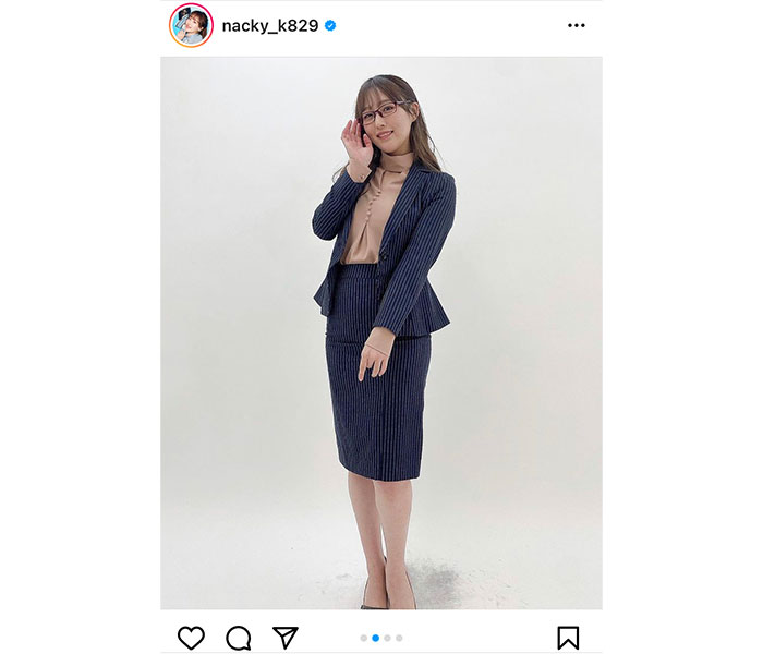 SKE48・鎌田菜月、メガネをかけたスーツ姿のオフショットに「美人秘書だ」「可愛すぎて頭抱えました」と反響！