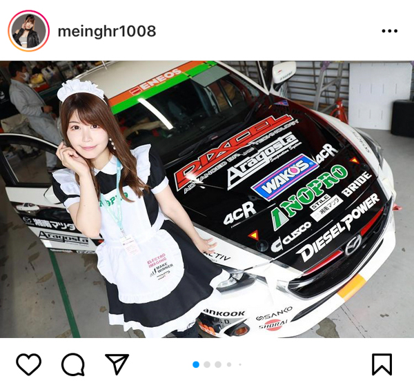 レースクイーン・永原芽衣、メイドコスチュームで「スーパー耐久第2戦」に参戦