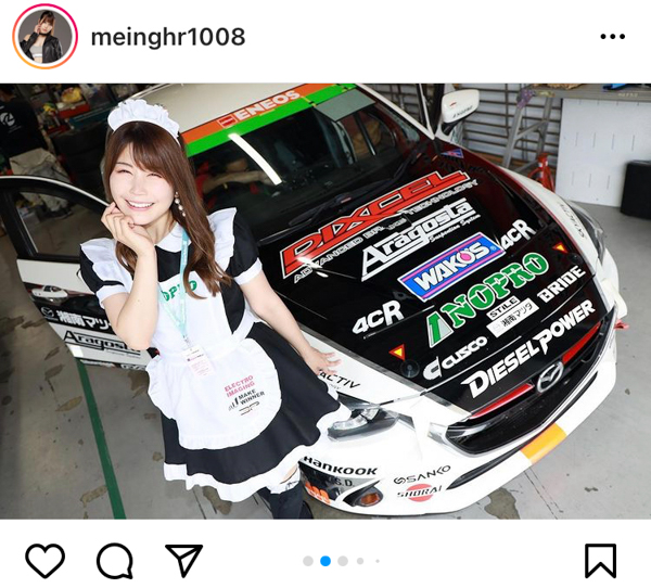 レースクイーン・永原芽衣、メイドコスチュームで「スーパー耐久第2戦」に参戦