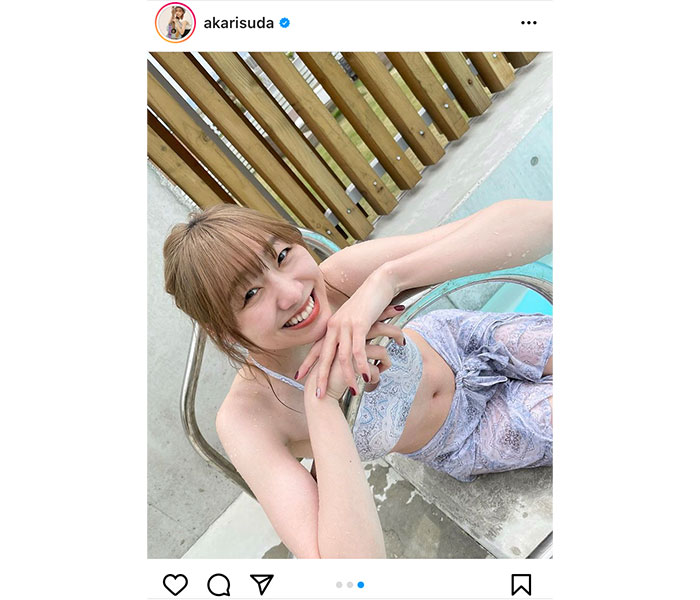 SKE48・須田亜香里「ほれ、水着」、上目遣いにキュンとする濡れ肌水着オフショットをお届け！