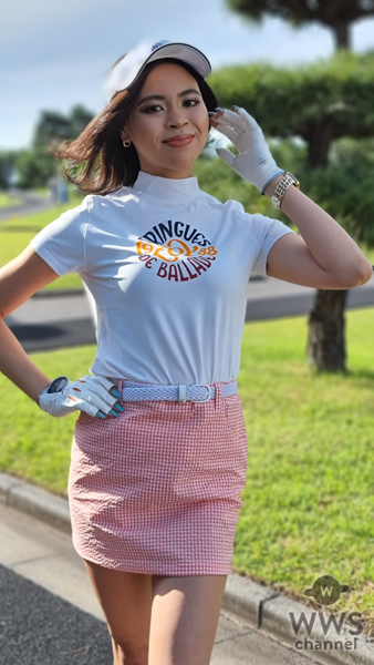 千葉クリスティアーナ、美脚あらわなピンクの派手なミニスカで ベストオブミス・チャリティーゴルフに参戦！