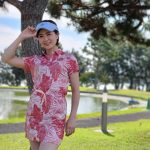 【写真特集】若林ありか、クールなアロハ柄のタイトミニワンピースでベストオブミス・チャリティーゴルフに参戦！ 「美容の仕事を通じて子育て世代の女性が更に輝けるように」
