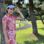 【写真特集】若林ありか、クールなアロハ柄のタイトミニワンピースでベストオブミス・チャリティーゴルフに参戦！ 「美容の仕事を通じて子育て世代の女性が更に輝けるように」