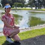 【写真特集】若林ありか、クールなアロハ柄のタイトミニワンピースでベストオブミス・チャリティーゴルフに参戦！ 「美容の仕事を通じて子育て世代の女性が更に輝けるように」