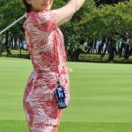 【写真特集】若林ありか、クールなアロハ柄のタイトミニワンピースでベストオブミス・チャリティーゴルフに参戦！ 「美容の仕事を通じて子育て世代の女性が更に輝けるように」