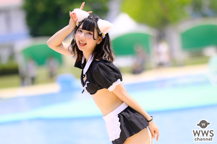 【写真特集 7枚】橋本りりあ（イノセントリリー）、猫耳がキュートなメイド風ビキニ衣装を披露！＜近代麻雀水着祭2022＞