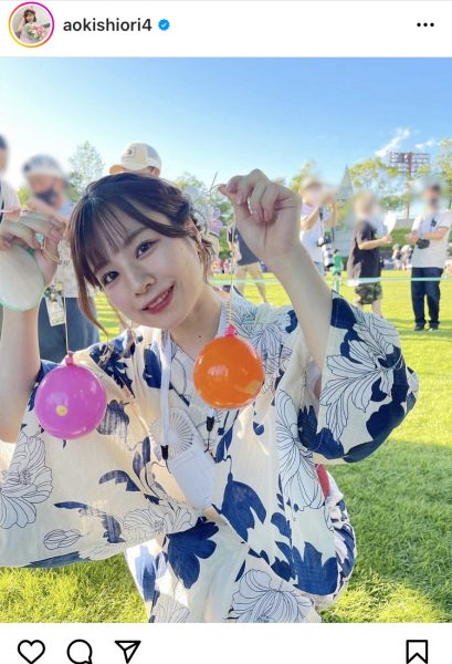 SKE48・青木詩織、爽やか浴衣姿で夏満喫！