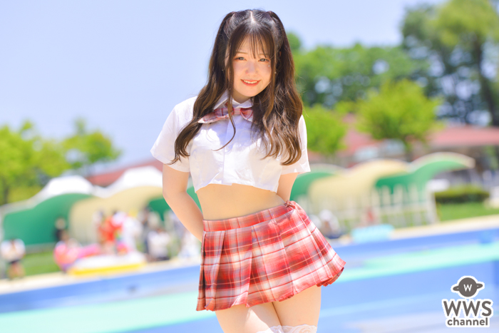 【写真特集 9枚】南いるか（ワンスアチャンス）、制服×白レースタイツで魅せる絶対領域！＜近代麻雀水着祭2022＞