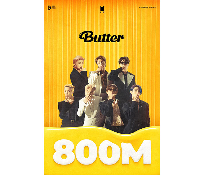 BTS、「Butter」のMVが8億再生突破