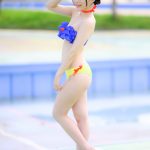 【写真特集】黒沢あかり（HOT DOG CAT）、赤リボンが視線を集めるトリコロール水着披露！＜近代麻雀水着祭2022＞
