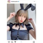 コスプレイヤー・霜月めあ、黒バニーで魅せる脚線美にドキドキ