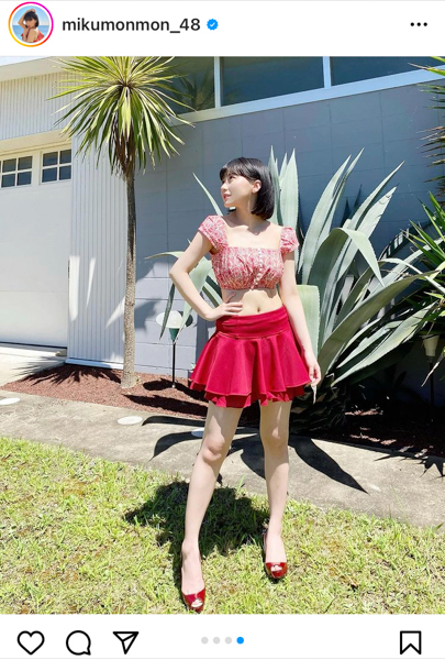 HKT48・田中美久、赤水着で魅せる美くびれ＆脚線美に歓喜の声ぞくぞく！