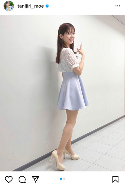 谷尻萌、膝上ミニスカートから美脚＆ヘアメイク披露！