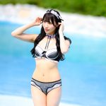 【写真特集】青葉ひなり（FES☆TIVE）、メイド風ビキニで魅せる脚線美＆くびれボディで視線釘付けに！＜近代麻雀水着祭2022＞