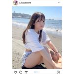 Peel the Apple・黒嵜菜々子、ビーチで魅せる美脚とお茶目な「プク顔」が可愛すぎる！