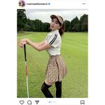 森咲智美、ミニのゴルフウェアから絶対領域チラ見せ！「ナイスショット」