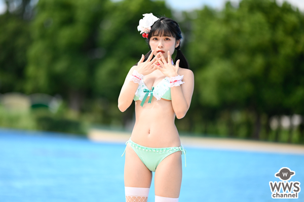 【写真特集】三田のえ、クリームソーダ色の激甘ガーリービキニで釘付け！＜近代麻雀水着祭2022＞