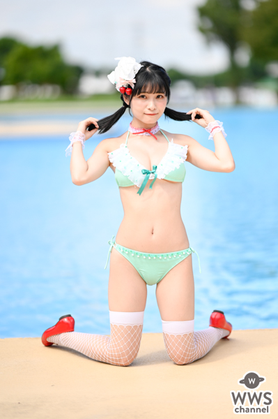 【写真特集】三田のえ、クリームソーダ色の激甘ガーリービキニで釘付け！＜近代麻雀水着祭2022＞