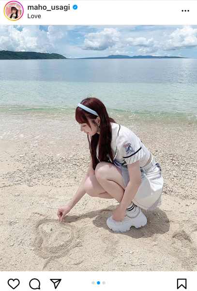 AKB48・大盛真歩、砂浜にハートを描いた青春ショットに「好き！」の声殺到！