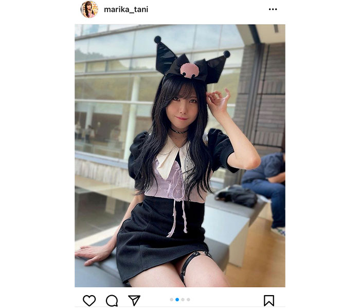 SKE48・谷真理佳、クロミちゃん衣装でガーターベルト巻いた太ももチラ見せ！