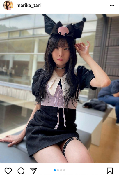 SKE48・谷真理佳、クロミちゃん衣装でガーターベルト巻いた太ももチラ見せ！