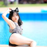 【写真特集】金子明日香（FariaClown）、ヒョウ柄ビキニで美ヒップをセクシーに見せつけ！＜近代麻雀水着祭2022＞