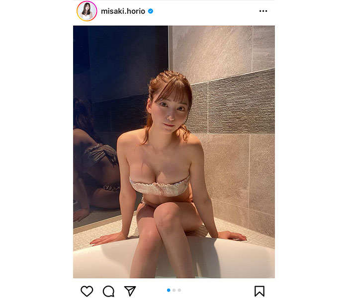 堀尾実咲、裸に見える「サ活」水着ショットでふっくら美乳をお届け！