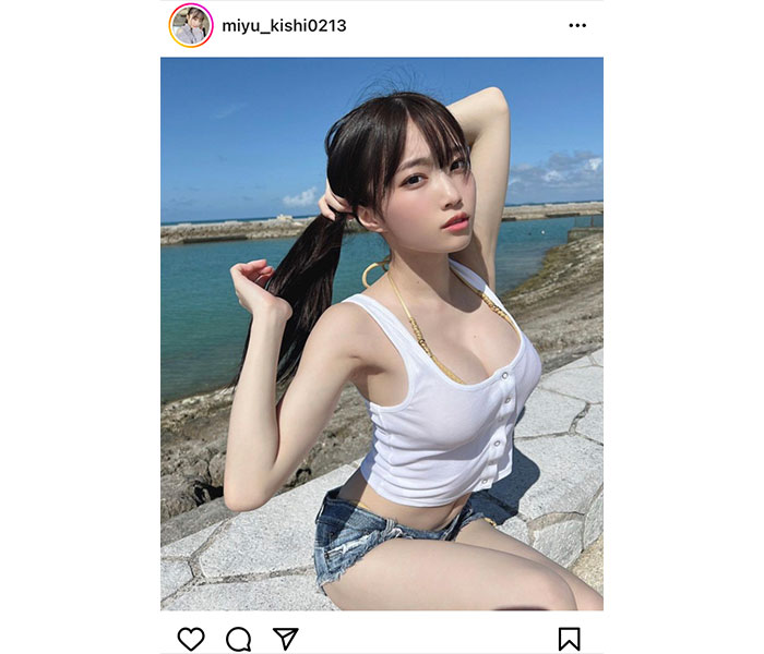 #ババババンビ・岸みゆ、美バストラインがあらわな肌見せポートレートで釘付け！